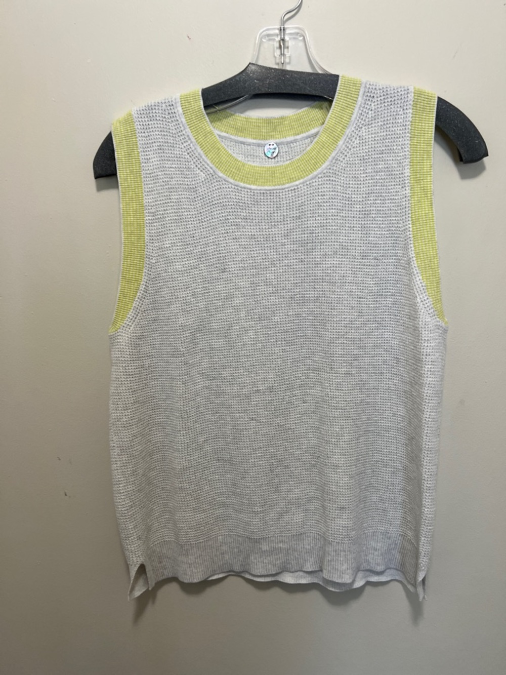 Light Gray Knit Tank with Lime Trim - Women's Sleeveless Top